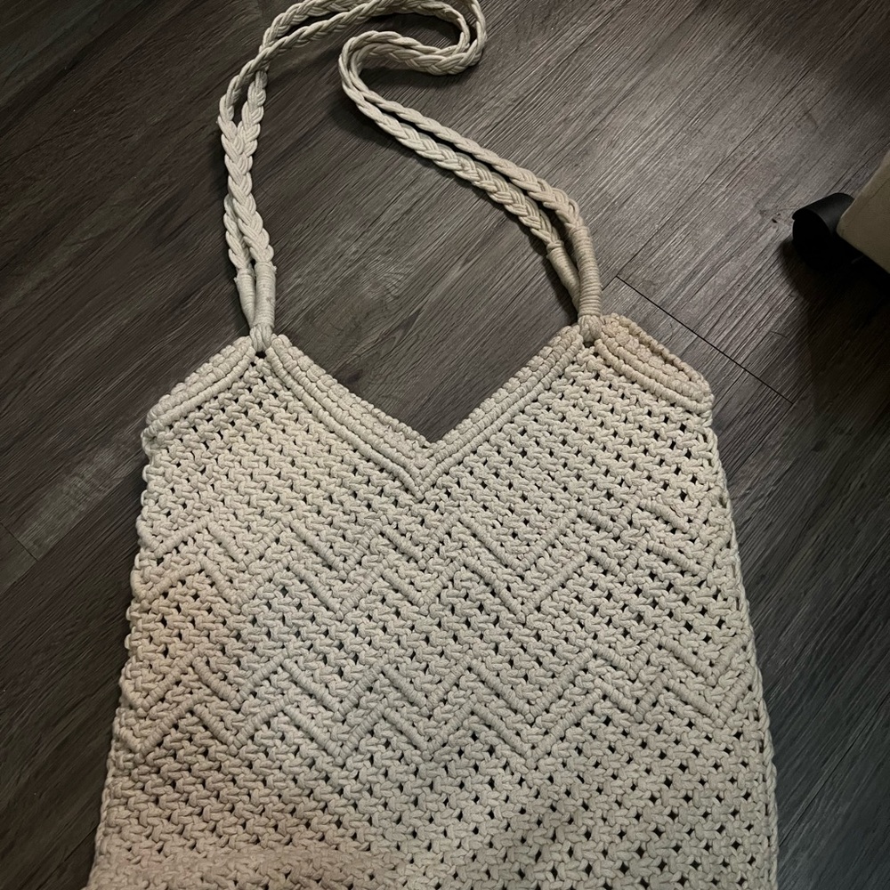 Ann Taylor Beige Crochet Tote